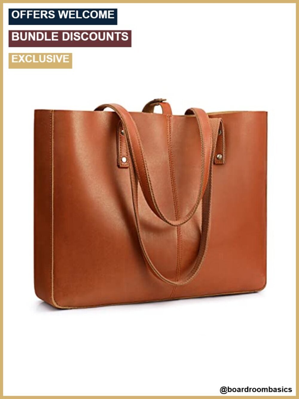 Genuine Leather Tote Bag Large Work Purse Fits 15.6" Laptop Removable Pouch